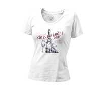 T-Shirt Femme Col V Côtes du Rhône Only Vin Bouteille France