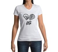 T-Shirt Femme Col V Daft Punk Casque Robot Random Access Memory