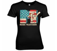 T-Shirt Femme Délavé Drapeau USA Officiellement Licencié MTV Tailles S-XXL