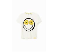 T-shirt Femme DESIGUAL Blanc Coton - Manches courtes - Col arrondi XL