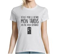 T-Shirt Femme - Docteur Who - Mon Tardis n'a Pas Voulu Démarrer - Gris - Manches Courtes - Col Rond XXXL