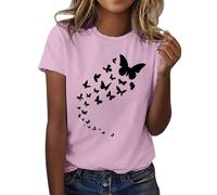 T-shirt Femme Élégant Confortable Léger Élégant Décontracté Tee Haut Surdimensionné Col rond Classique Été T Shirt Manches Courtes Grande Taille Basic T-shirt Femme Large Vintage Mode Blanc Tee Bluse