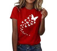 T-shirt Femme Élégant Confortable Léger Élégant Décontracté Tee Haut Surdimensionné Col rond Classique Été T Shirt Manches Courtes Grande Taille Basic T-shirt Femme Large Vintage Mode Blanc Tee Bluse