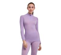 Falke Wool-Tech High Zip Neck W L/s SH Laine Fil Fonctionnel séchage Rapide 1 pièce, Couche de Base supérieure Femme, Violet Light Lilac 6819, M