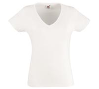 T-Shirt Femme Fruit of the Loom Uni En Cotton Coupe Ladies V Vee Neck
