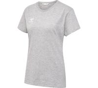 Hummel T-shirt de sport GO 2.0 Femme, 100% coton bio, manches courtes, col rond, gris chiné/blanc