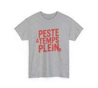 T-shirt Femme Humour Peste à Temps Plein Tee-shirt Drôle Noir Blanc Gris Coton Coupe Féminine S-3XL Taille S, Couleur Sport Grey