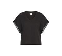 Ichi - LaceTrim VNeck Top - Femme - Blouses et Chemises - Noir - Taille: 36 FR