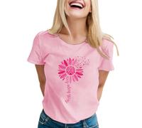 T-Shirt Femme Imprimé Cancer du SeinJe suis Une Guerriere Cancer du Sein Cadeau Octobre Rose T-Shirt T - Shirt À Manches Courtes Casual Breast Cancer Print pour Femme