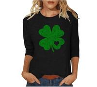 T-Shirt Femme Irlandais de la Saint-Patrick Quatre Feuilles Trèfle Irlandais du Jour de St Patty Tee Shirt Irlandais du Trèfle Chanceux T-Shirt