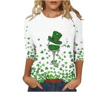 T-Shirt Femme Irlandais de la Saint-Patrick Quatre Feuilles Trèfle Irlandais du Jour de St Patty Tee Shirt Irlandais du Trèfle Chanceux T-Shirt