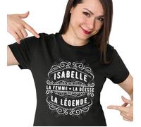 T-shirt Femme - Isabelle - Collection Originale - Manches courtes - Col arrondi - Noir S