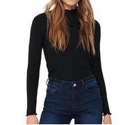 T-shirt femme Jacqueline de Yong - Top Noir - Manches longues - Col montant - Tissu côtelé S