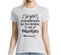 T-Shirt Femme - Je Jure Solennellement - 100% Coton - Manches Courtes - Ajusté S