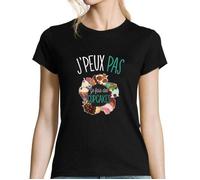 T-shirt Femme - J'peux pas je fais des cupcakes - Noir - Manches courtes - Col arrondi - Regular S