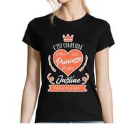T-shirt Femme - Justine - C'est compliqué d'être une princesse - Noir - Manches courtes - Col arrondi S