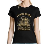 T-shirt Femme - La Seyne-sur-Mer - Pilier de Bar Officiel - Coton - Manches courtes - Noir S