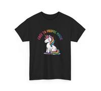T-shirt Femme Licorne Magique - Tee Shirt Crée Ta Propre Magie - Positif Arc-en-Ciel Blanc Noir Gris S à 3XL : Couleur - Black, M