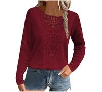 T Shirt Femme Manches Longues Tee Shirt Col Rond Coupe Classique Ample Léger Tee Shirt Personnalisable Femme Pull Chic et Elegant Printemps été Automne Basic Top Chemise Pas Cher