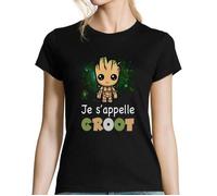 T-Shirt Femme - Marvel - Je s'appelle Groot - 100% Coton - Col V - Manches Courtes S