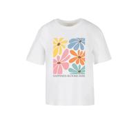 Merchcode T-shirt 'Happiness Blooms Here' citron / orange / rose clair / blanc, Taille XXXL