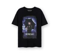 T-Shirt Femme Mercredi | Mesdames Mercredi Addams Parapluie en détresse Graphique Tee en Noir | Netflix Series Merchandise Haut à Manches Courtes pour Adultes | La Famille Addams