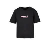 Miss Tee T-shirt 'Couldn't Care Less' gris / éosine / noir / blanc, Taille M