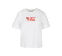 Miss Tee T-shirt 'Too Pretty To Work' rouge / blanc, Taille L