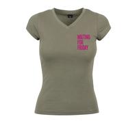 Merchcode T-shirt 'Waiting For Friday' kaki / rose foncé, Taille XS
