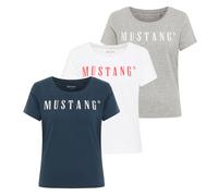 T-Shirt Femme MUSTANG Pack De 3 - Alma, Coton, Col Rond, Logo