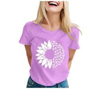 T-Shirt Femme Octobre Rose Basic Tshirt Bio Été Respirable Décolleté Tee Shirt Grande Taille Pins 2025 Léger Oversized Col Rond Oversize T Sèche-Rapide,Le Noir,L