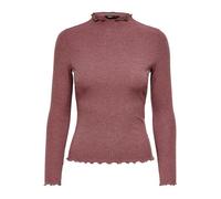 T-shirt femme - Only - Emma - Manches longues - Col montant - Rose brown S
