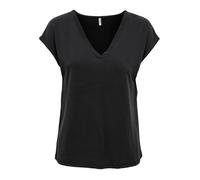ONLY Femme T-Shirt col V Manches Courtes Basique, Couleurs:Noir, Taille:XS