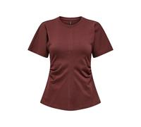 ONLY Top Onlmarie Life – manches courtes – effet froncé – Marron – Taille S