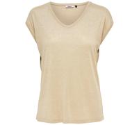 T-shirt femme Only Silvery manches courtes col V lurex Beige M