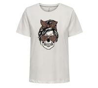 Only Onlstella Life S/S Skull Top CS JRS, Cloud Dancer, L