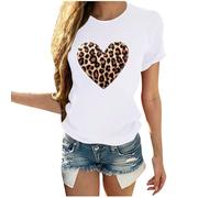 T Shirt Femme Pas Cher T-Shirt À Manches Courtes Col Rond Tee Shirt Chic T-Shirts Tendance Imprimé Léopard Top Tunique Grande Taille T Shirt avec Motif Blouse Hauts