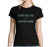 T-Shirt Femme - Plus Tard - Je comprends Rien - Noir - Manches Courtes - Coton S