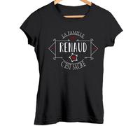 T-shirt Femme - Renaud - La famille c'est sacré - Coton - Manches courtes - Col arrondi S