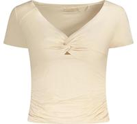 T-shirt femme rose à manches courtes avec encolure en cœur et détails contrastés, taille : XS Couleur : Rose