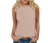 T Shirt Femme sans Manche Col Rond Débardeur T-Shirts d'été Lâches Hauts de Base Tops Décontractée Sport Printemps Eté Debardeur Pas Cher Soldes Ample Tank Top Léger Respirant Gilet Tee Shirts