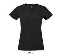 T-shirt femme - Sol's - Imperial V - Noir profond - Ajustée - Manches courtes L