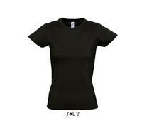 Sol’S Imperial Women - Tee-Shirt Femme Manches Courtes à col Rond - 100% Coton épais - Noir Profond - XL