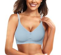 T Shirt Femme Soutien-gorge Sans Couture Femme Sans Armatures, Soutien-gorge push-up confortable, Bralette sans fil, Soutien-gorge de sport couvrant pour le quotidien 2 Pays hors de la campagne, bleu