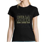 T-Shirt Femme - Star Wars - Que la Boxe Française Soit avec toi - Noir - Ajustée - Manches courtes S
