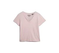 Superdry T-shirt rose pâle slub brodé à col en V