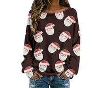 T-Shirt Femme Sweat à Capuche sans tête Atmosphere - Version Polyvalente idéale pour Le Quotidien Le Bureau et Les Vacances Coupe décontractée Motif Noël élégant élégance intemporelle et (Brown, XXL)