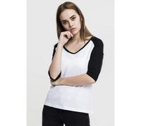 Urban Classics T-shirt femme raglan contrasté manches 3/4 Blanc/Noir XS