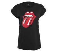 Rolling Stones Tongue Tee T-Shirt pour Femme avec Logo du Groupe imprimé, Noir, L