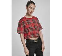 T-shirt femme - Urban Classic - Tartan Oversized - Rouge/noir - Manches courtes - Col arrondi XS